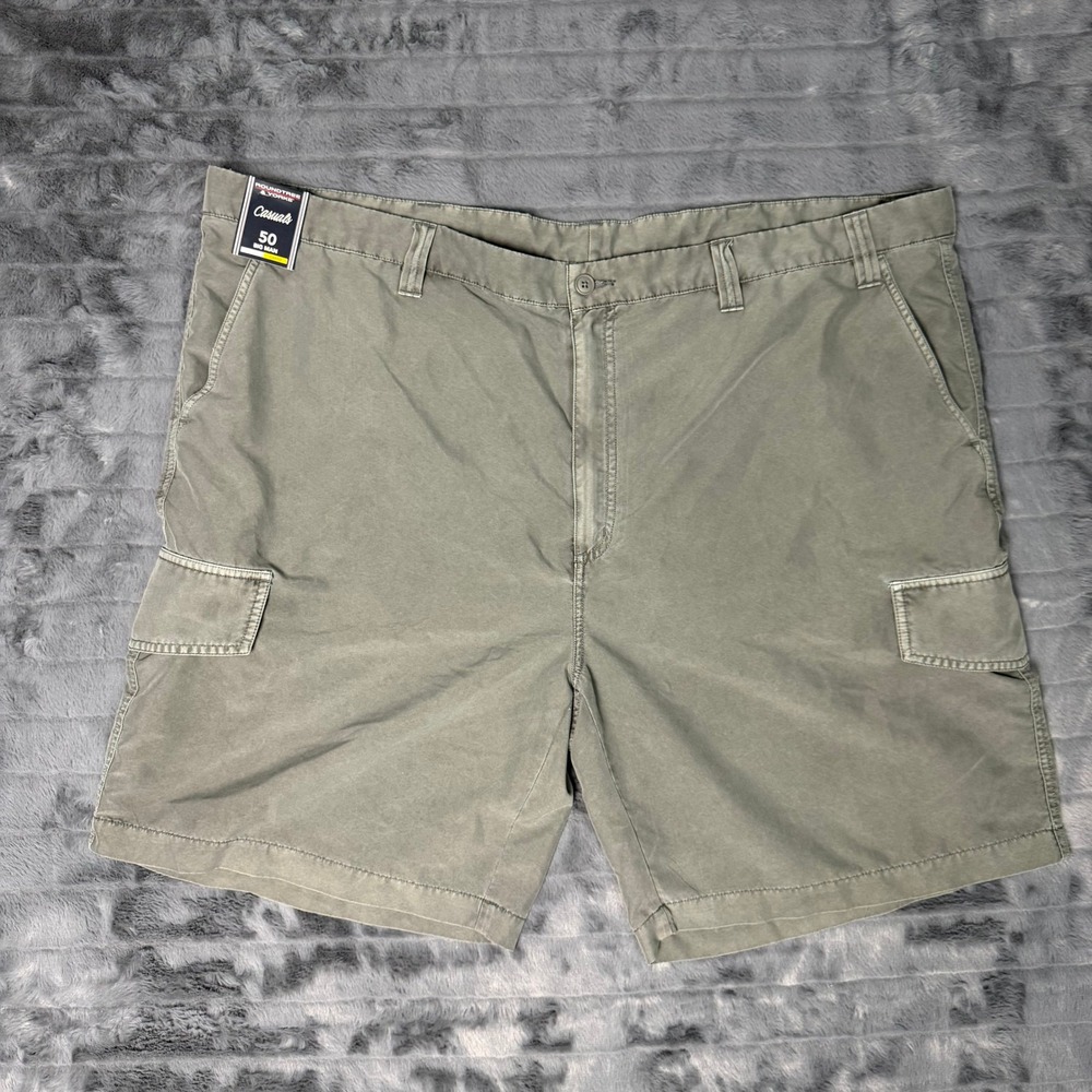 Roundtree & Yorke Cargo Shorts Mens 50 Olive Green Straight Fit Big Man NWT